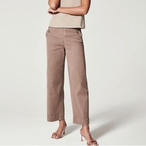 SPANX Women's Brown Cedar Spanx Twill Cropped Wide Leg Pant Size Medium